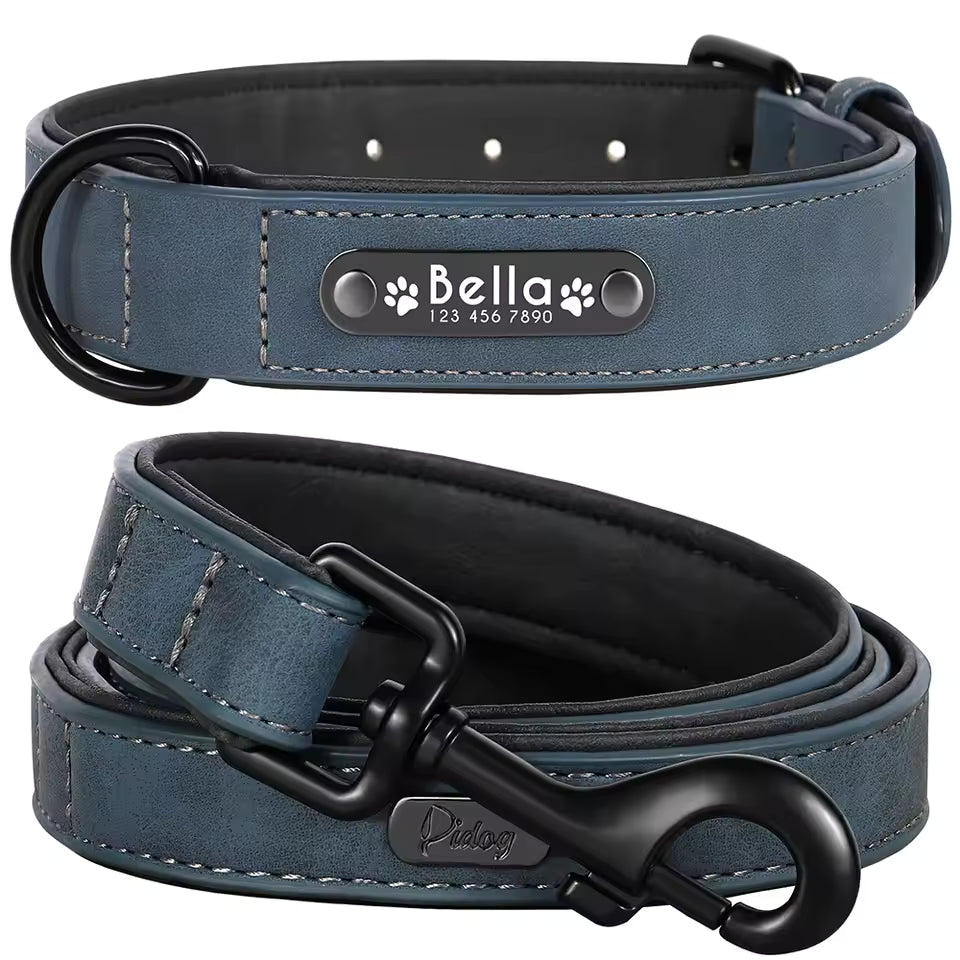 custom leather collar & leash set