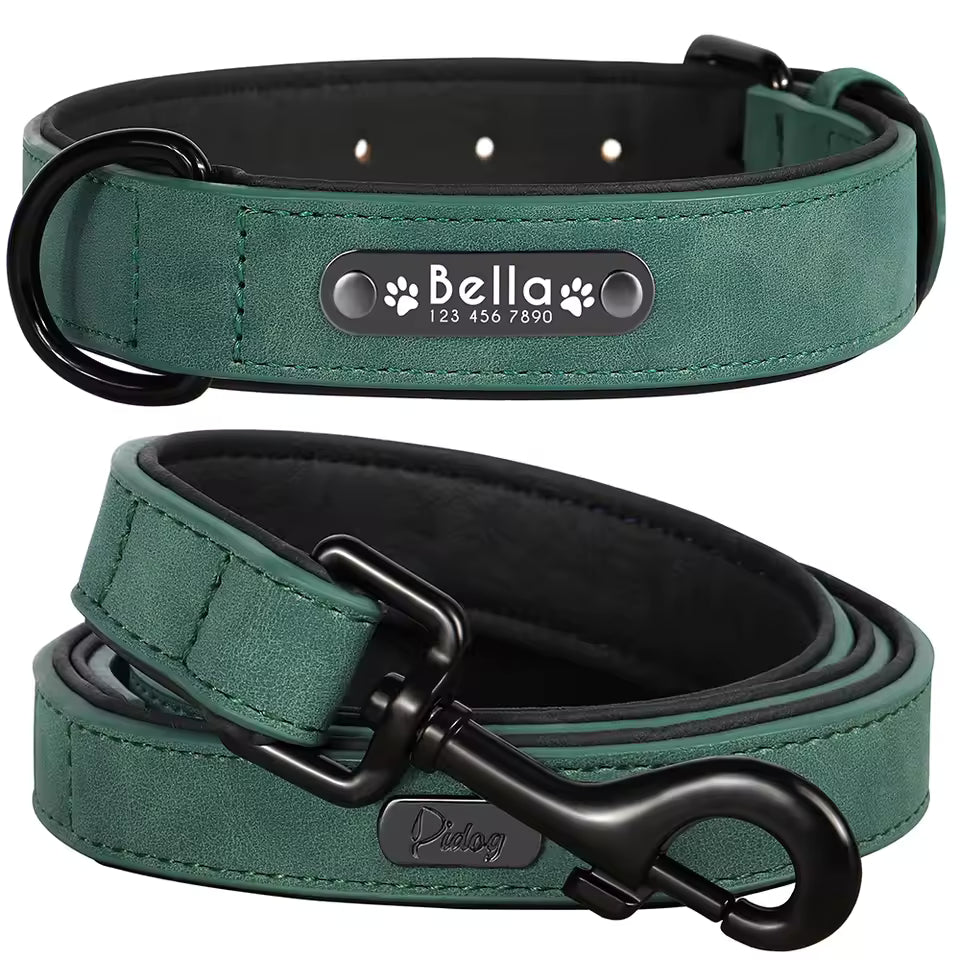 custom leather collar & leash set
