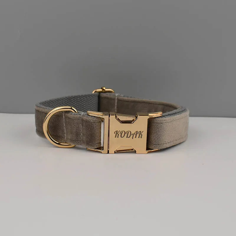 luxury personalised dog collar, harness & leash set