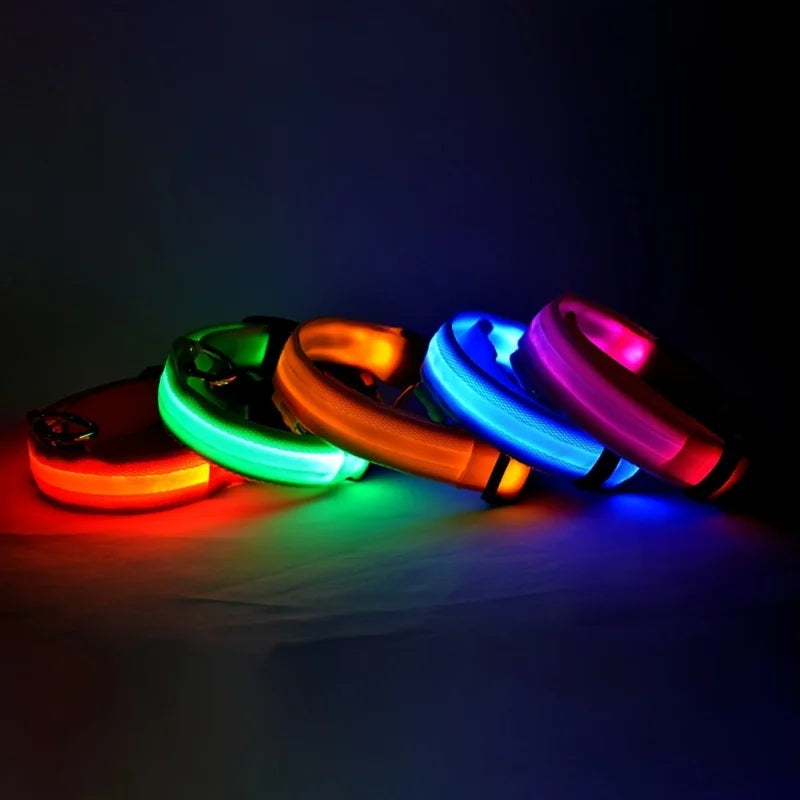 nylon led night safety pet collar