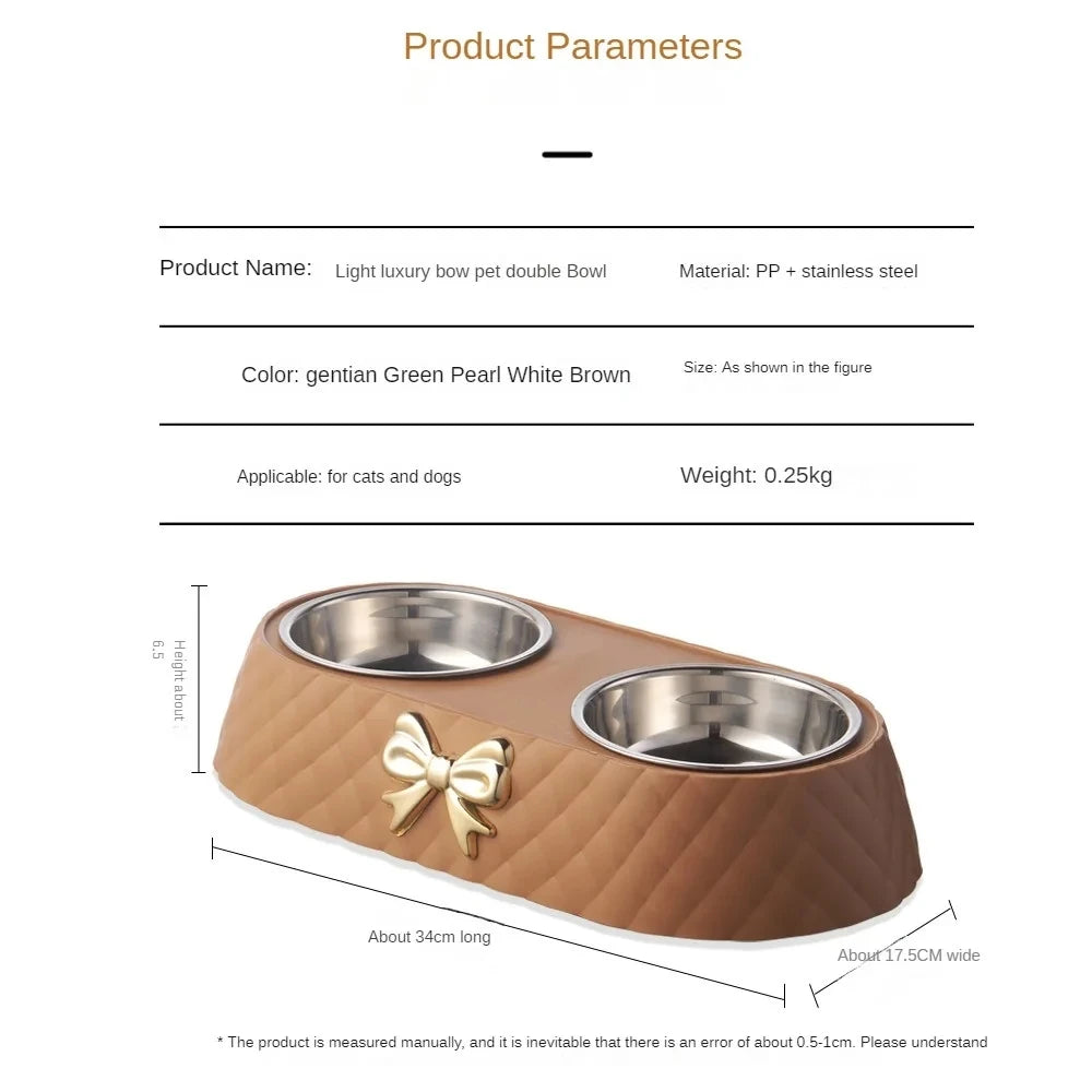 bow-tie double pet food & water bowl