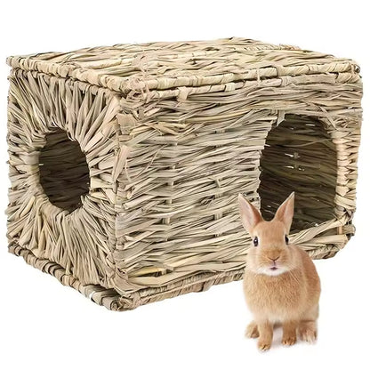 Foldable Woven Grass House & Chew Mat