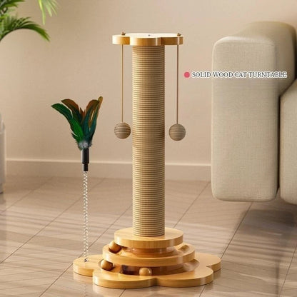 Solid Wood Cat Turntable Scratching Board